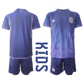 Argentina kläder Barn VM 2022 Bortatröja Kortärmad (+ korta byxor)